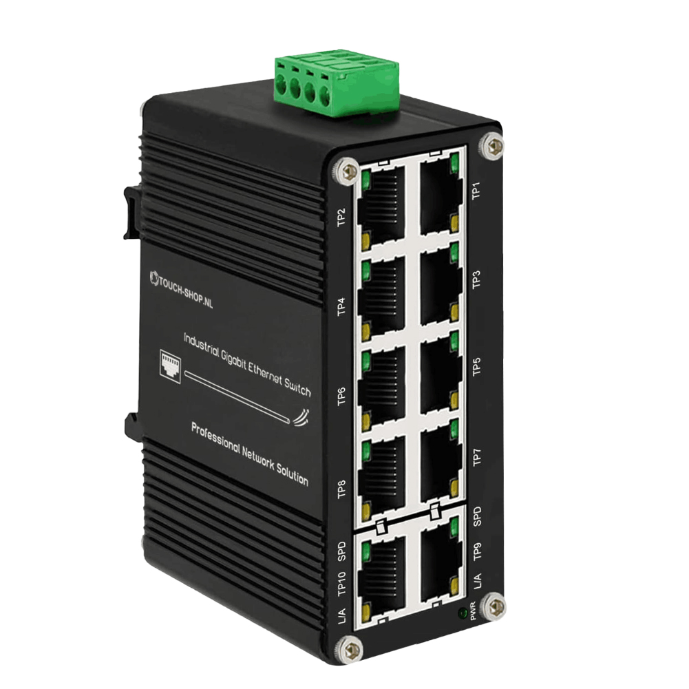 Mini industriële 10-poorts Gigabit Ethernet Switch | Compact, robuust en betrouwbaar